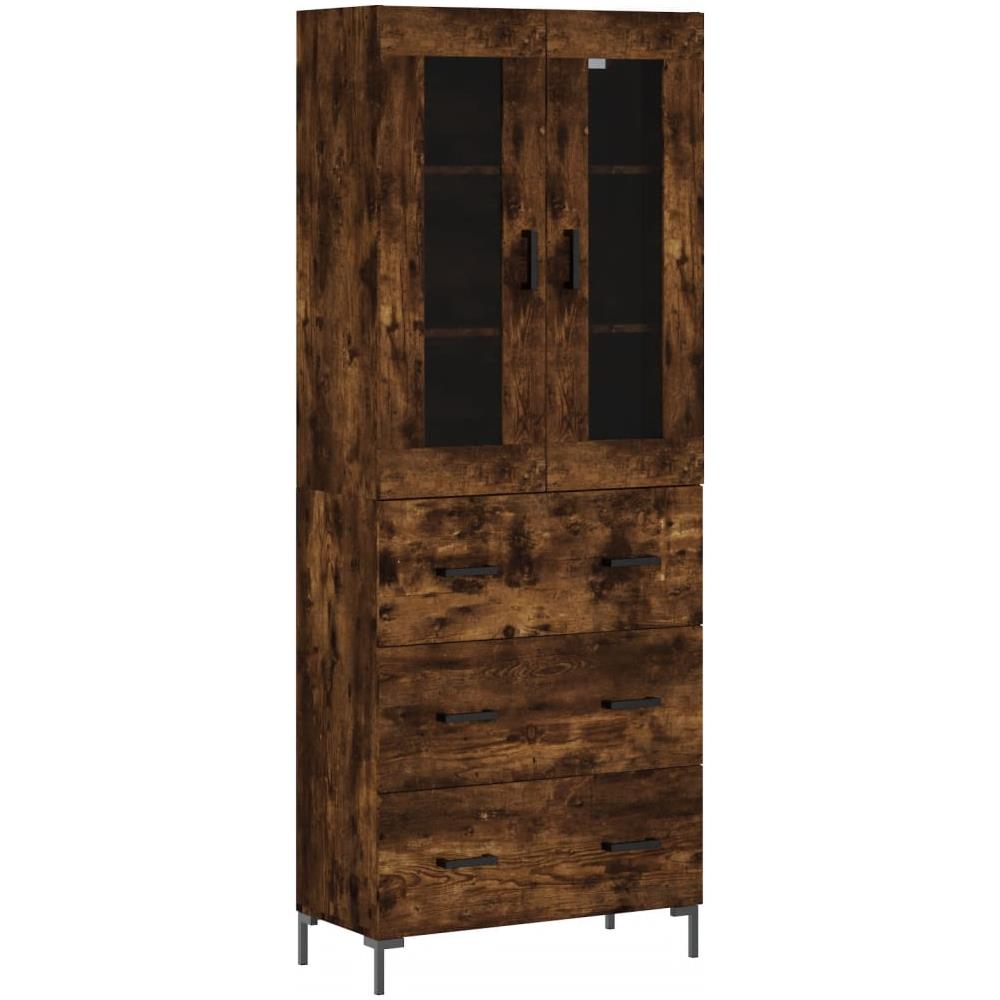 Credenza Rovere Fumo 69,5x34x180 Cm In Legno Multistrato - Foto 2