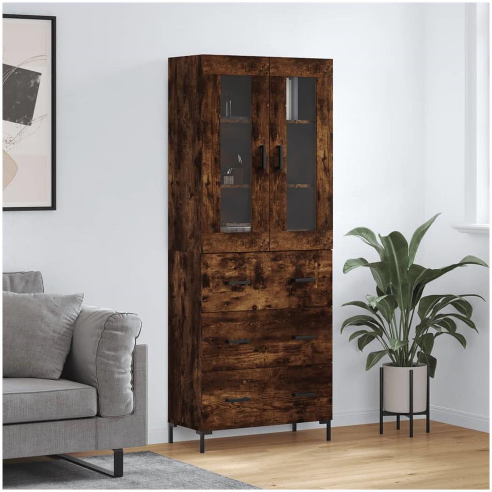 Credenza Rovere Fumo 69,5x34x180 Cm In Legno Multistrato - Foto 1