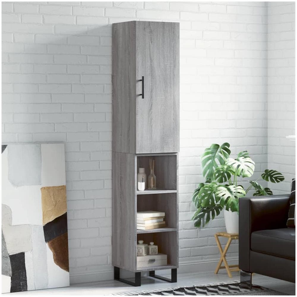Credenza Grigio Sonoma 34,5x34x180 Cm In Legno Multistrato - Foto 1