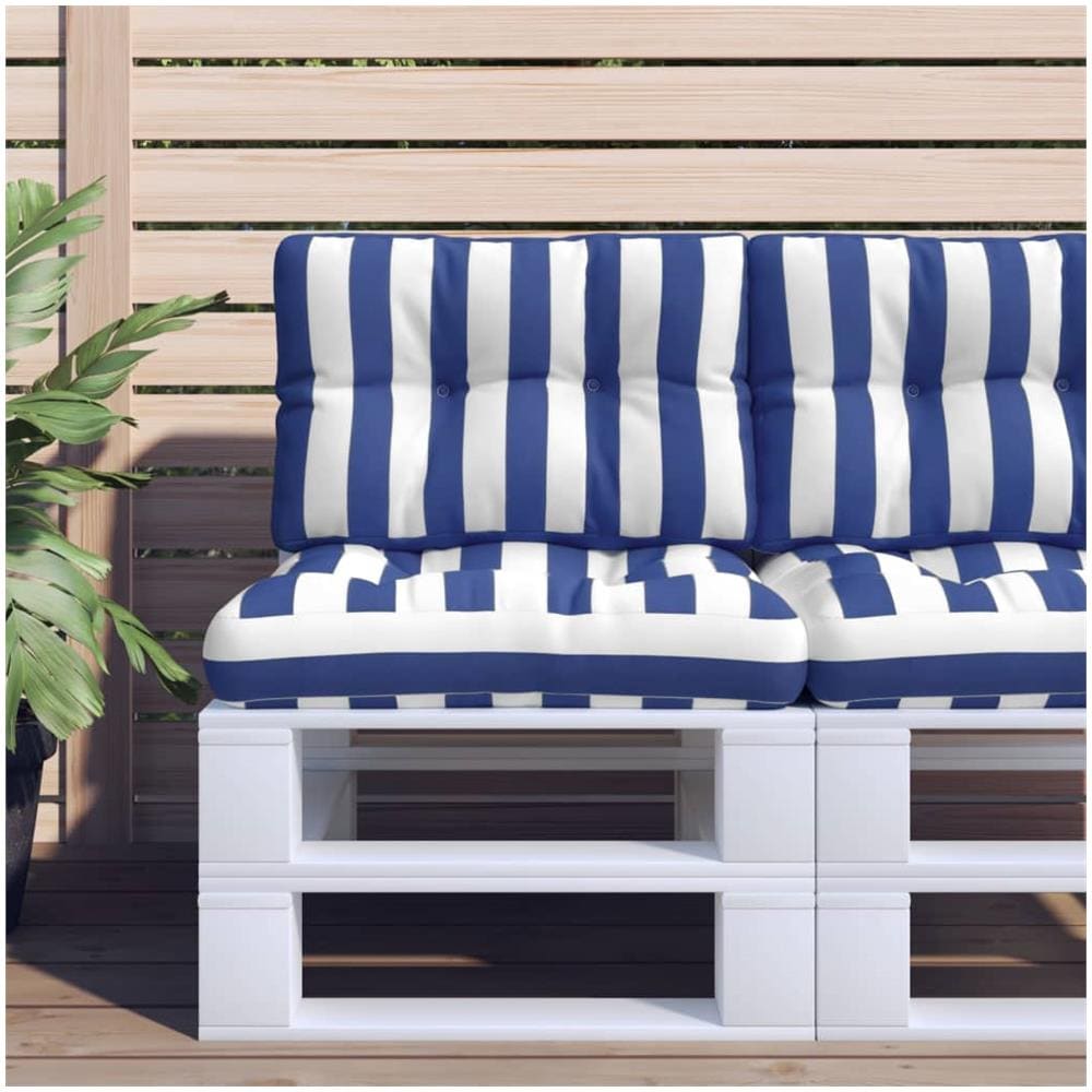 Cuscino Per Pallet Strisce Bianche E Blu 50x40x12 Cm In Tessuto - Foto 1