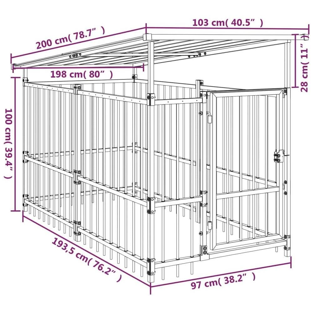 Gabbia per Cani da Esterno con Tetto in Acciaio 1,88 m² - Foto 7