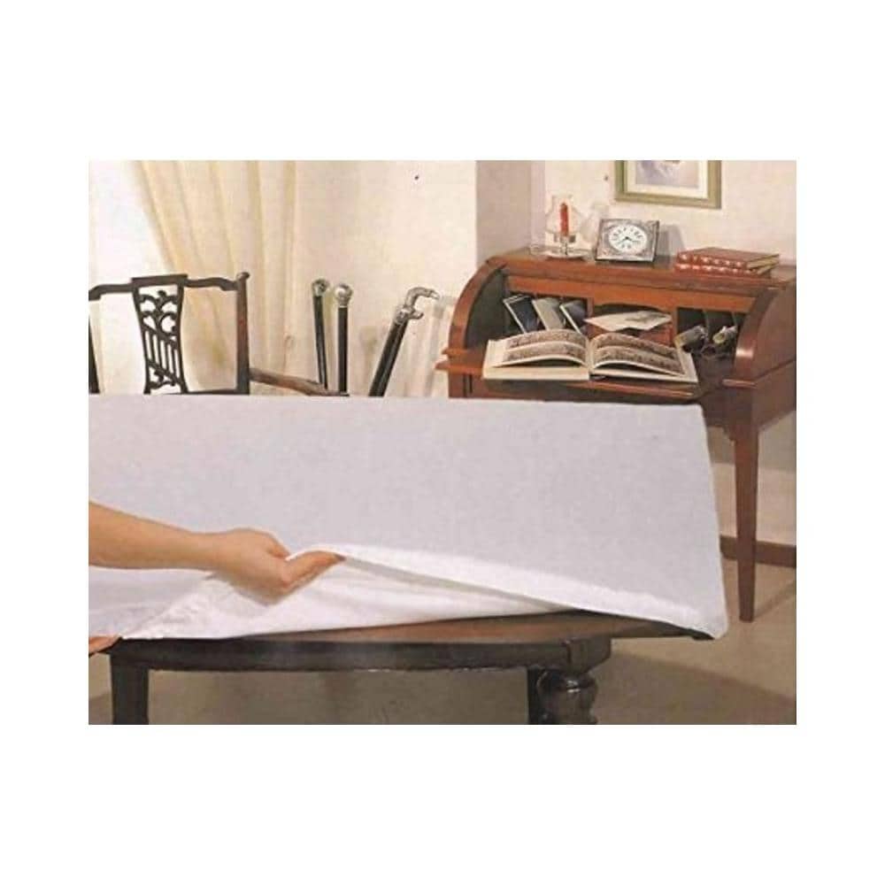 Mollettone Tavolo 6 Persone Cm 140x180 Con Elastico Copritavolo Made Italy Colore Bianco - Foto 1