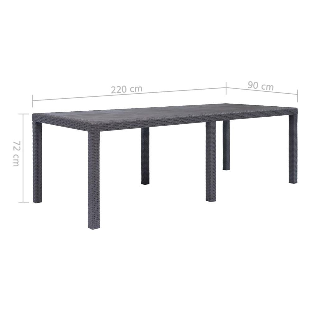 Tavolo Da Giardino Marrone 220x90x72 Cm Plastica Stile Rattan - Foto 5