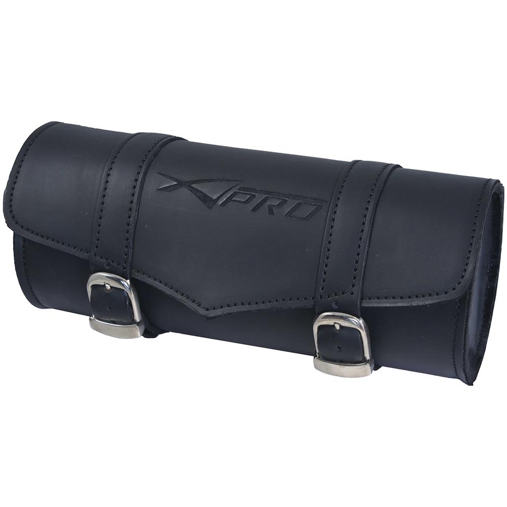Borsa Barilotto Rigido Porta Attrezzi Forcella Moto Custom Chopper Nero - Foto 2
