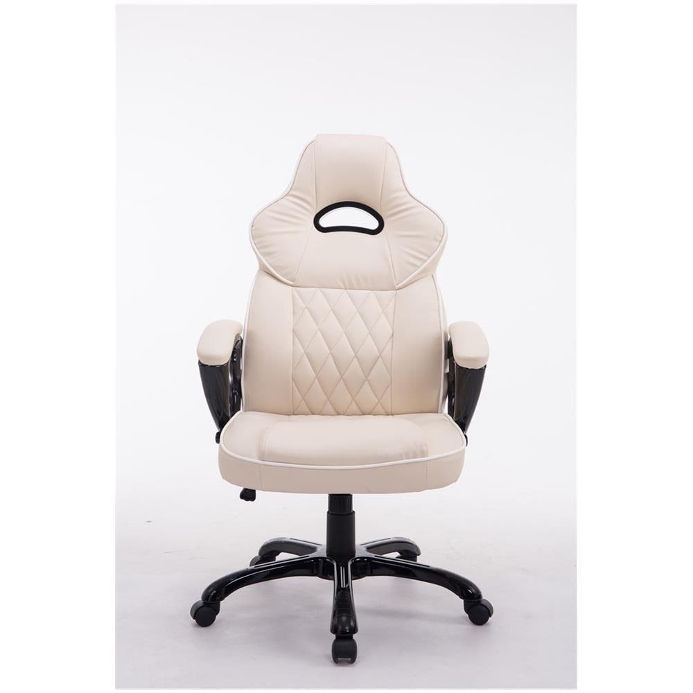 Sedia Racing Ufficio Big XXX in Similpelle I Poltrona Gaming Studio Ergonomica con Alto Schienale I Sedia Direzionale Portata Max 180 kg Crema - Foto 2