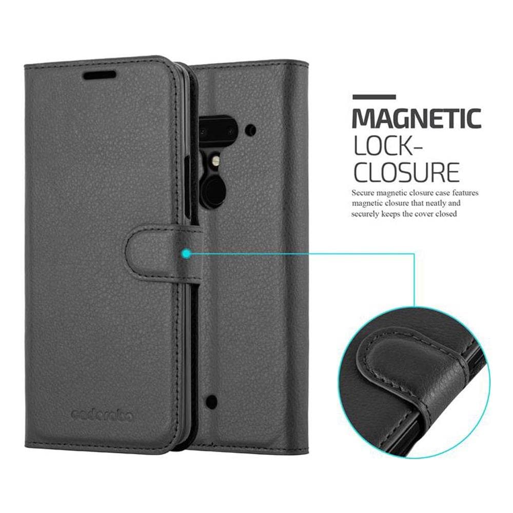 Custodia Compatibile Con Htc U12+ (plus-version) In Nero Carbone - Coperchio Protettiva Con Chiusura Magnetica, Funzione Stand E Tasca Per Le Carte - Foto 2