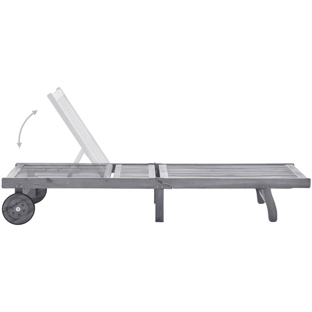 Sdraio da Giardino Grigia con Cuscino in Massello di Acacia - Foto 3