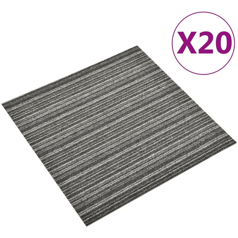 Quadrotte di Moquette 20 pz 5 m² 50x50 cm Antracite a Strisce - Foto 1