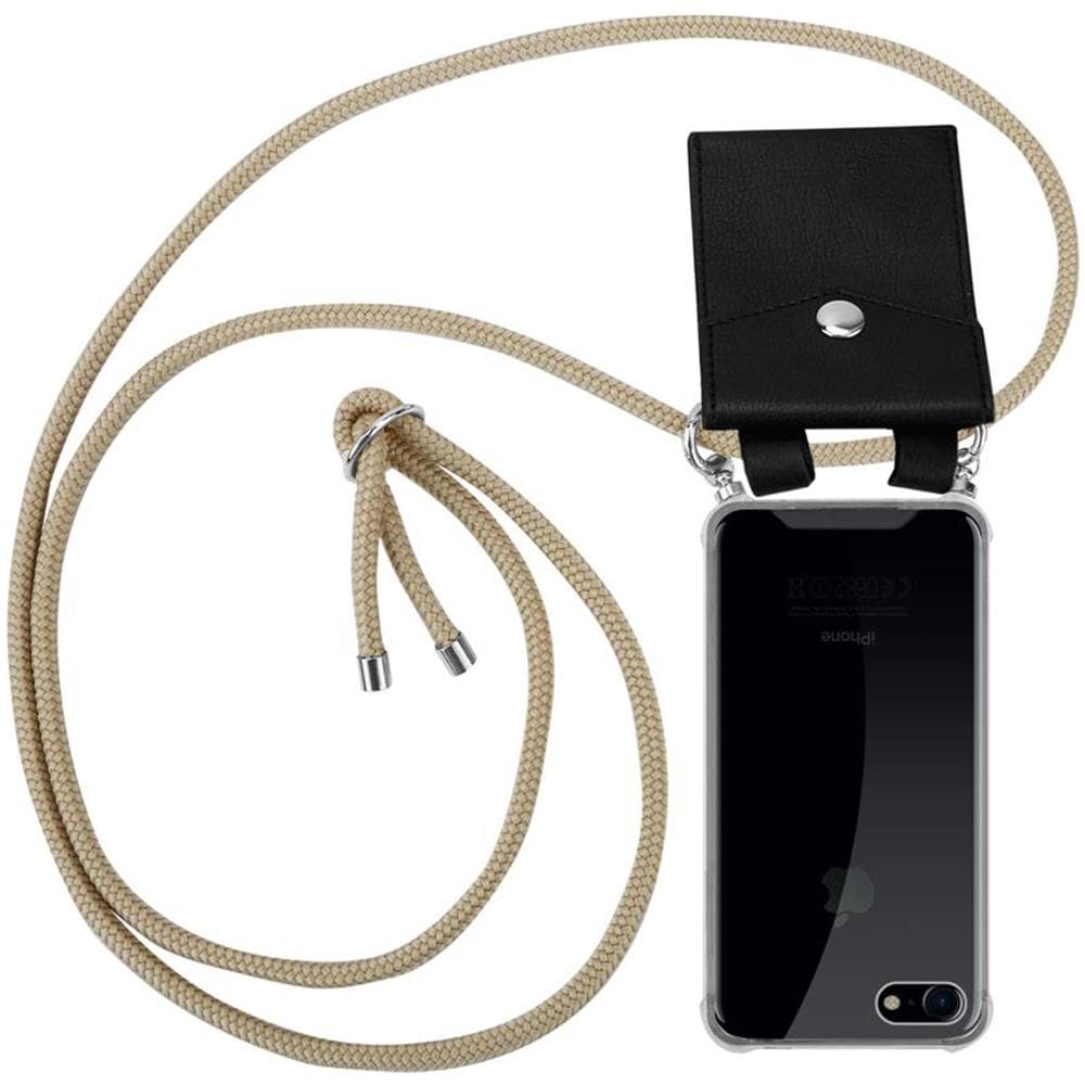 Catena Di Telefoni Cellulari Compatibile Con Apple Iphone 7 / 7s / 8 / Se 2020 In Marrone Brillante - Coperchio Protettivo In Silicone Con Anelli D'argento, Cinturino In Corda E Custodia Staccabile - Foto 1