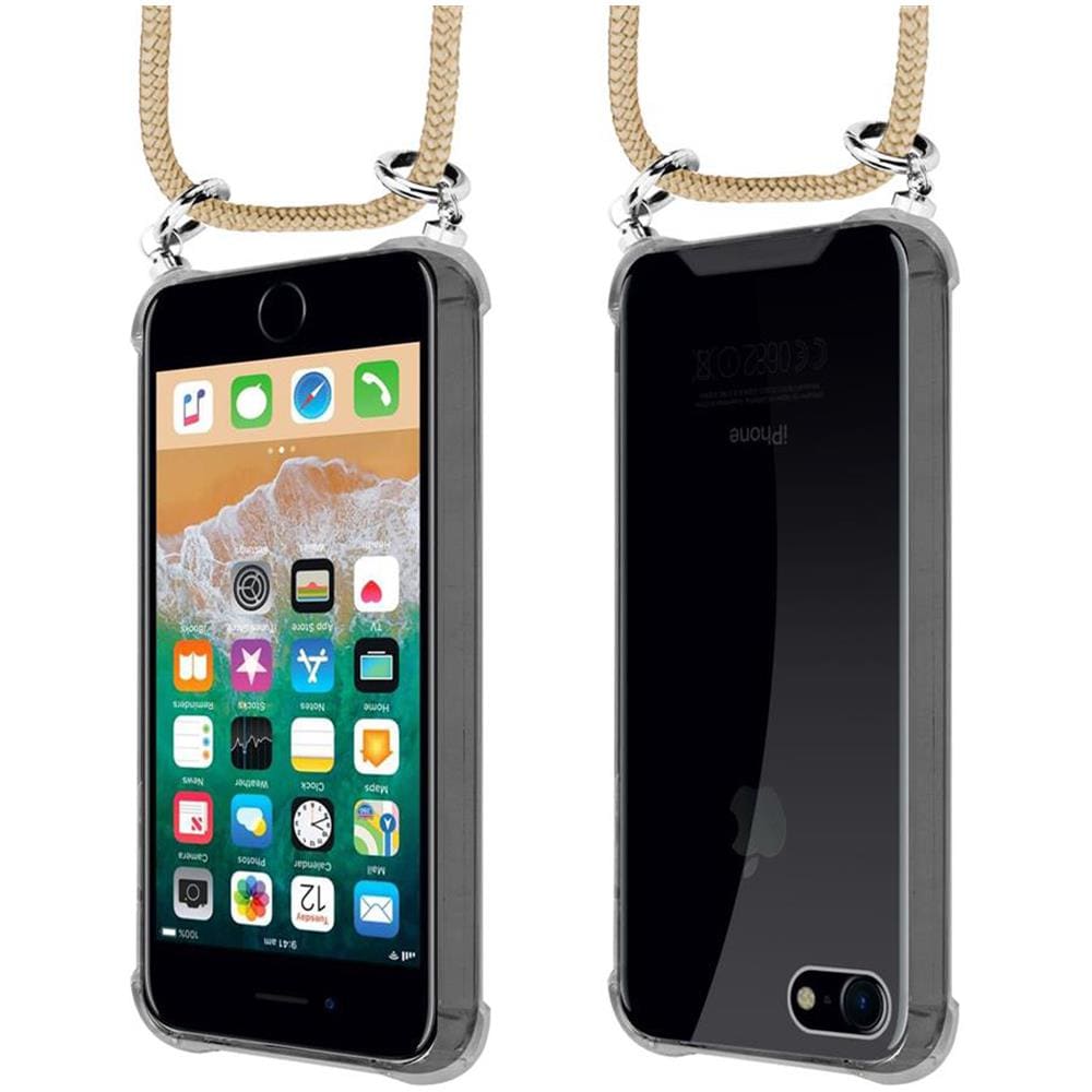 Catena Di Telefoni Cellulari Compatibile Con Apple Iphone 7 / 7s / 8 / Se 2020 In Marrone Brillante - Coperchio Protettivo In Silicone Con Anelli D'argento, Cinturino In Corda E Custodia Staccabile - Foto 8