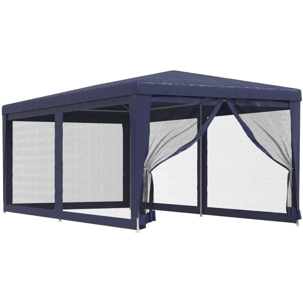 Tenda Per Feste Con 6 Pareti Laterali In Rete Blu 3x6 M Hdpe - Foto 2