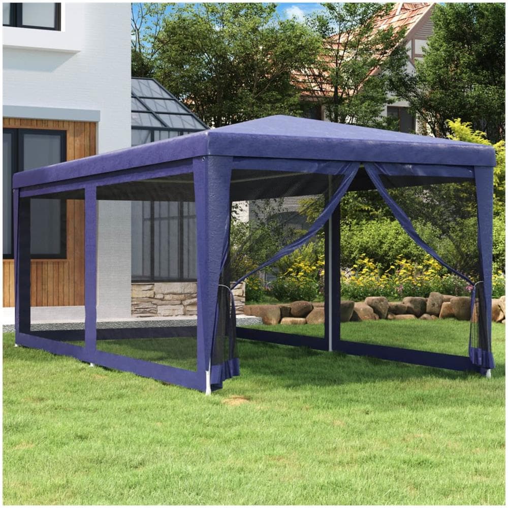 Tenda Per Feste Con 6 Pareti Laterali In Rete Blu 3x6 M Hdpe - Foto 1