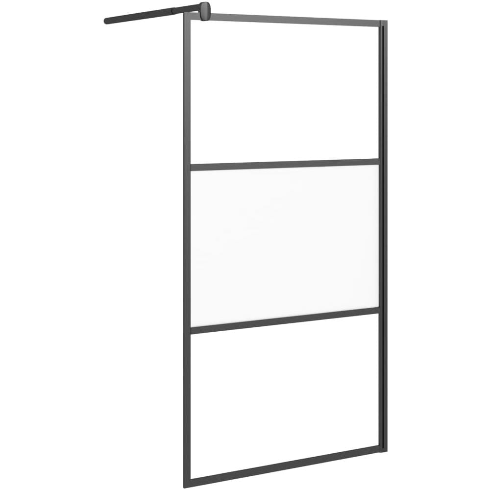 Parete Doccia Walk In 100x195cm Vetro Semi Smerigliato Esg Nero - Foto 2