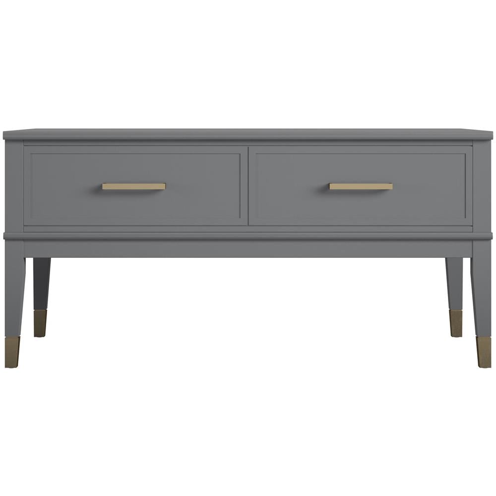 Westerleigh Tavolino Con Alzata E 2 Cassetti In Truciolare Laminato Pvc Grigio - Foto 2