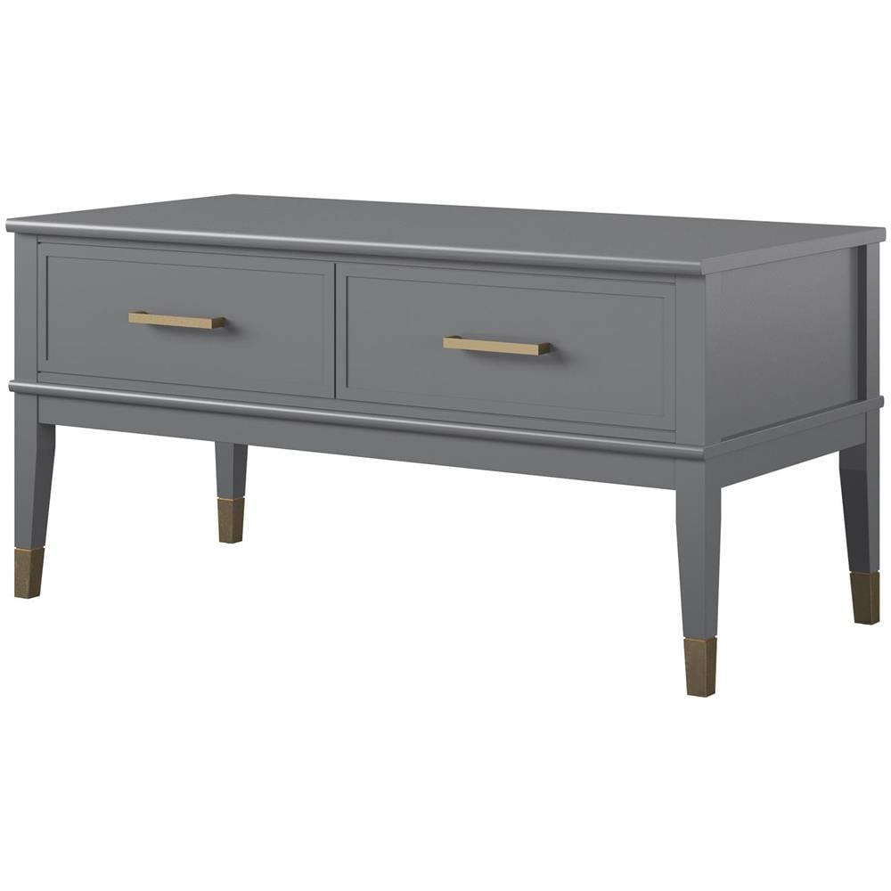 Westerleigh Tavolino Con Alzata E 2 Cassetti In Truciolare Laminato Pvc Grigio - Foto 1