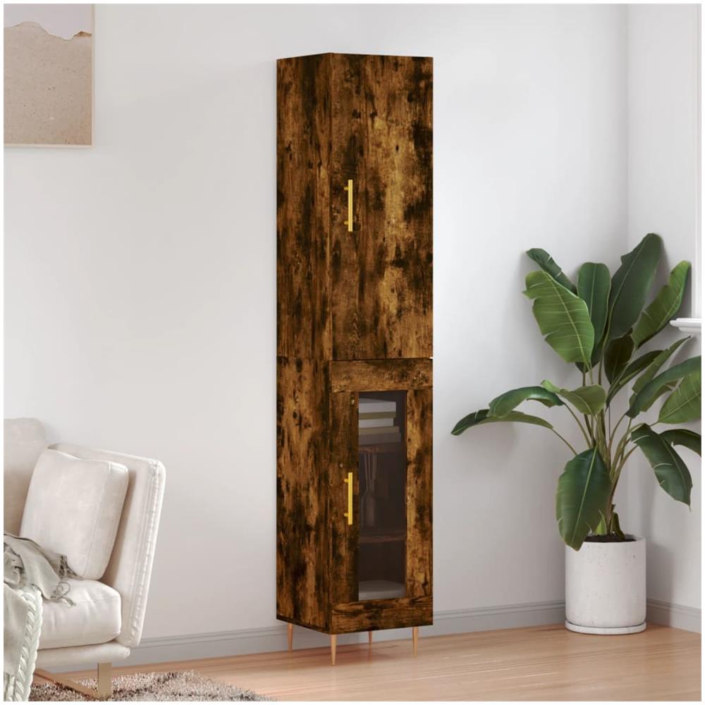 Credenza Rovere Fumo 34,5x34x180 Cm In Legno Multistrato - Foto 1