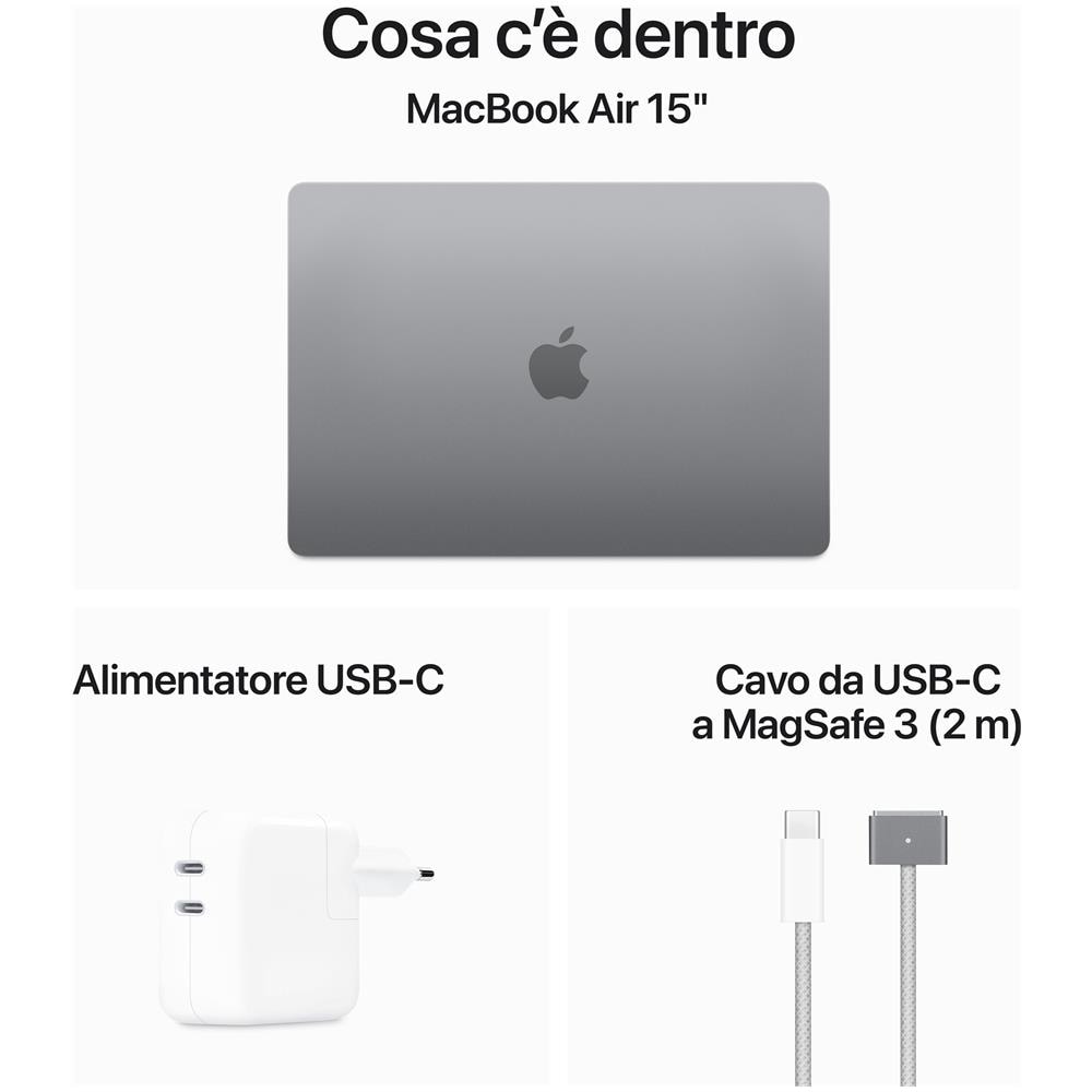 MacBook Air 15'' M3 Monitor 15,3" Apple M 3rd Gen Ram 16 GB SSD 512 GB Apple GPU macOS Sonoma Grigio. - Foto 9