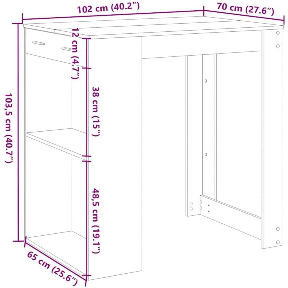 Tavolo da Bar Legno Antico 102x70x103,5 cm in in Truciolato - Foto 10