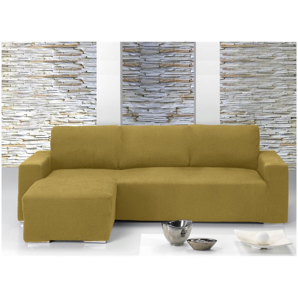 Copridivano Con Penisola Chaise Longue Tinta Unita Oro Mod Capri Sinistra Oro - Foto 1