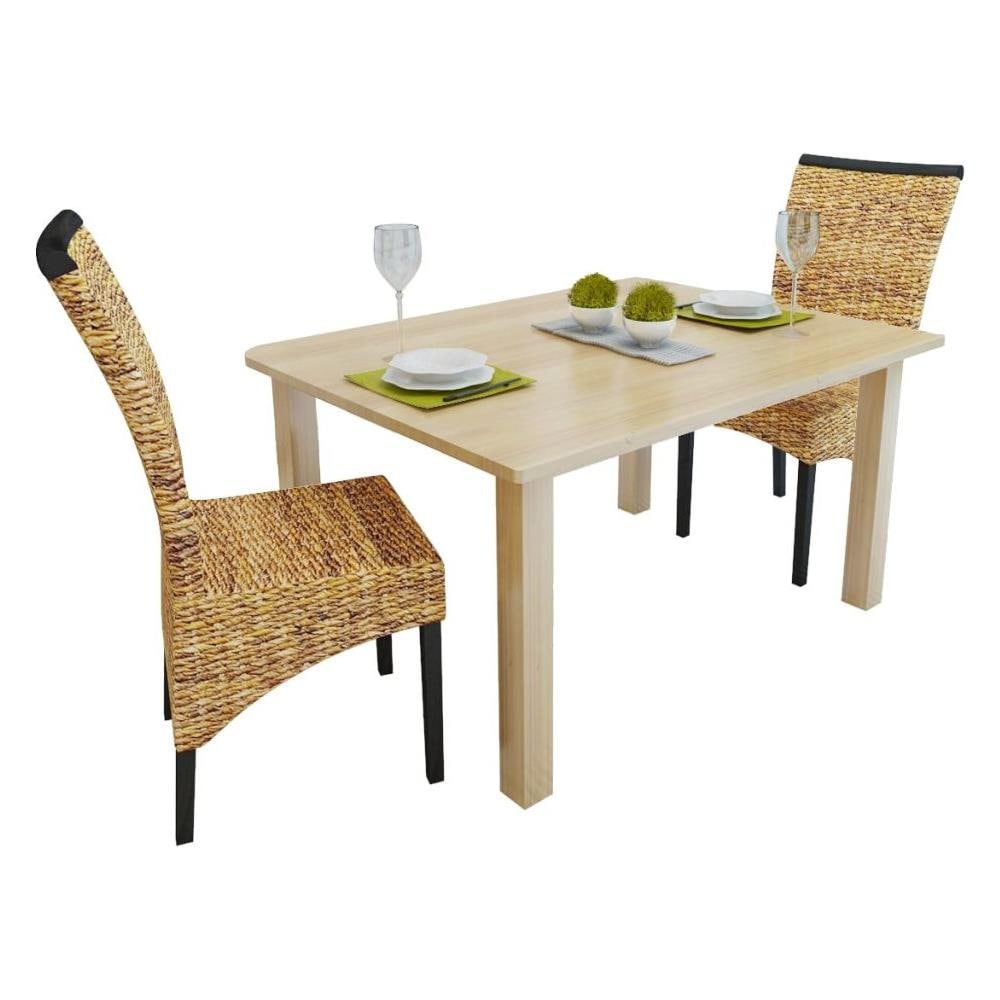 Sedie da Pranzo 2 pz in Abaca e Legno Massello di Mango 47 x 50 x 97 cm - Foto 1