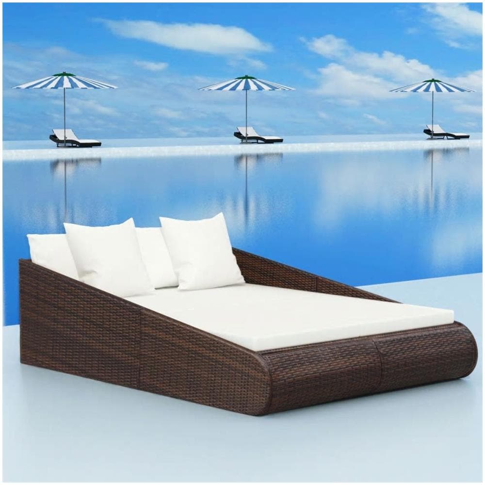 Sedia A Sdraio In Polyrattan 201x139x58 Cm Marrone - Foto 1