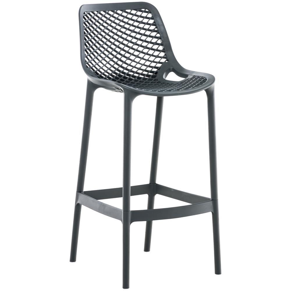 Sgabello Alto Outdoor Air in Polipropilene I Sgabello Impilabile Alt. 75 CM | Sgabello Bar Facile da Pulire I Sedia Design Carico Max 130 kg Grigio Scuro - Foto 1