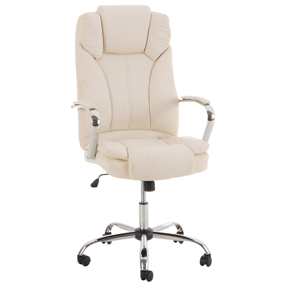 Sedia Ufficio Xanthos XXL in Similpelle - Poltrona Ergonomica Carico Max 210 kg - Sedia Studio Imbottita E Regolabile - Poltrona Pc Rinforzata Crema - Foto 1