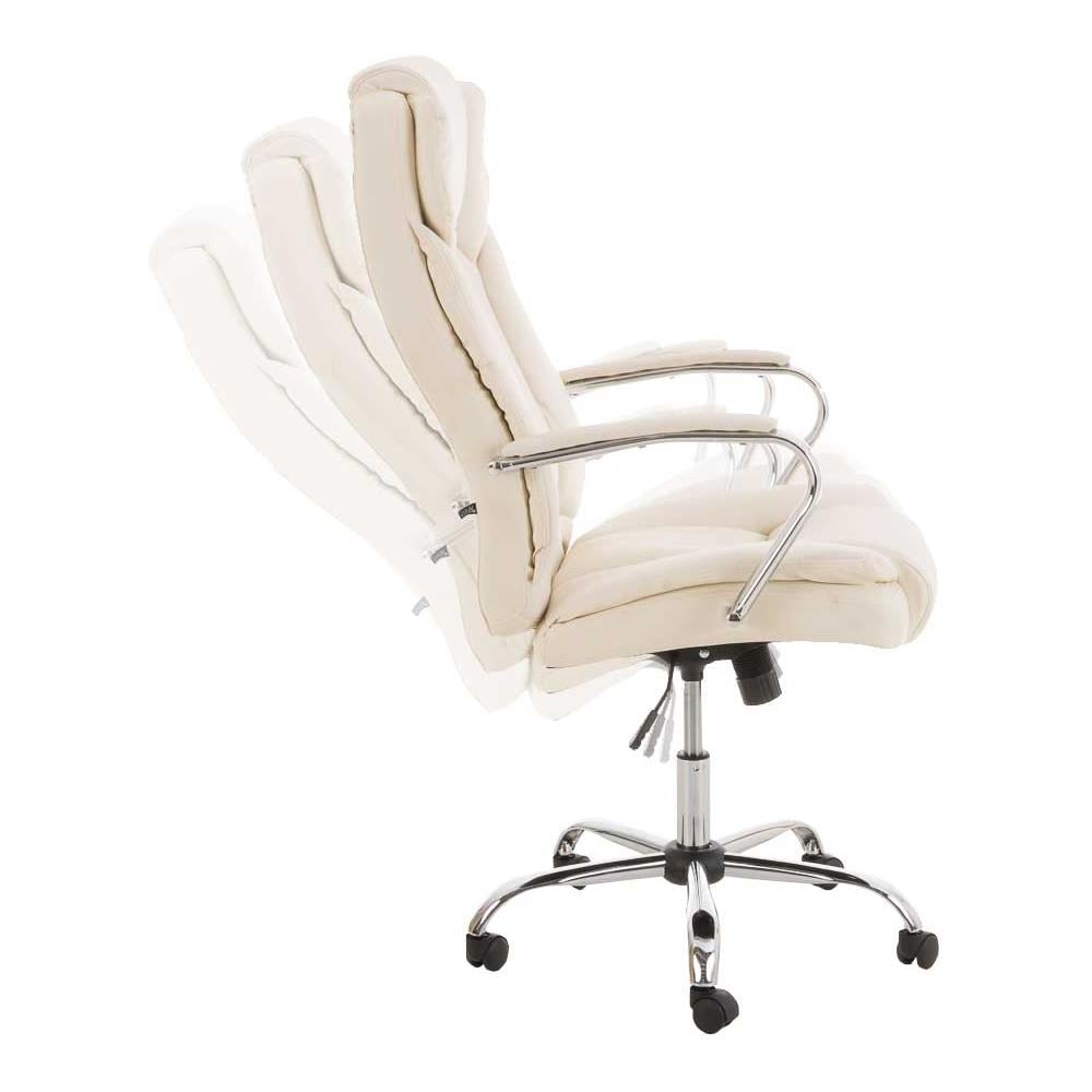 Sedia Ufficio Xanthos XXL in Similpelle - Poltrona Ergonomica Carico Max 210 kg - Sedia Studio Imbottita E Regolabile - Poltrona Pc Rinforzata Crema - Foto 2