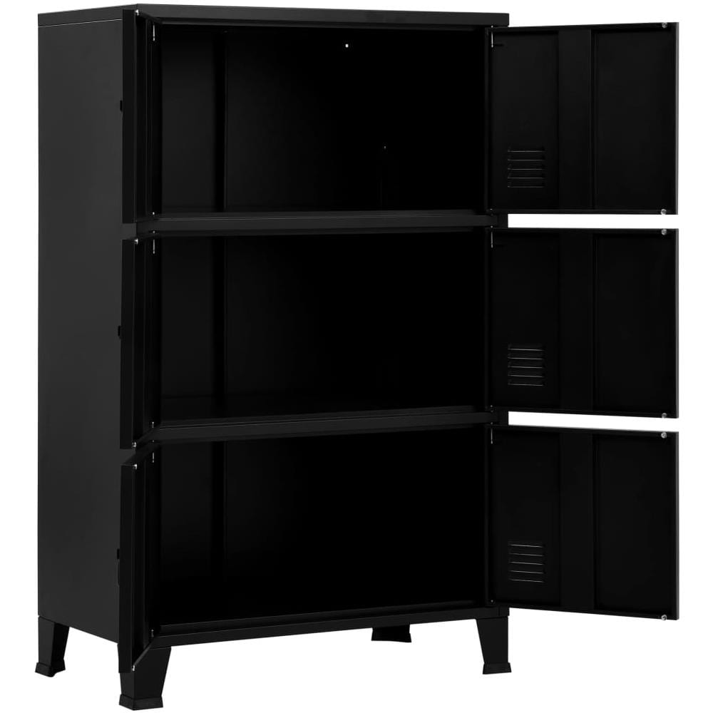 Armadio Classificatore Con 6 Ante Nero 75x40x120 Cm Acciaio - Foto 2