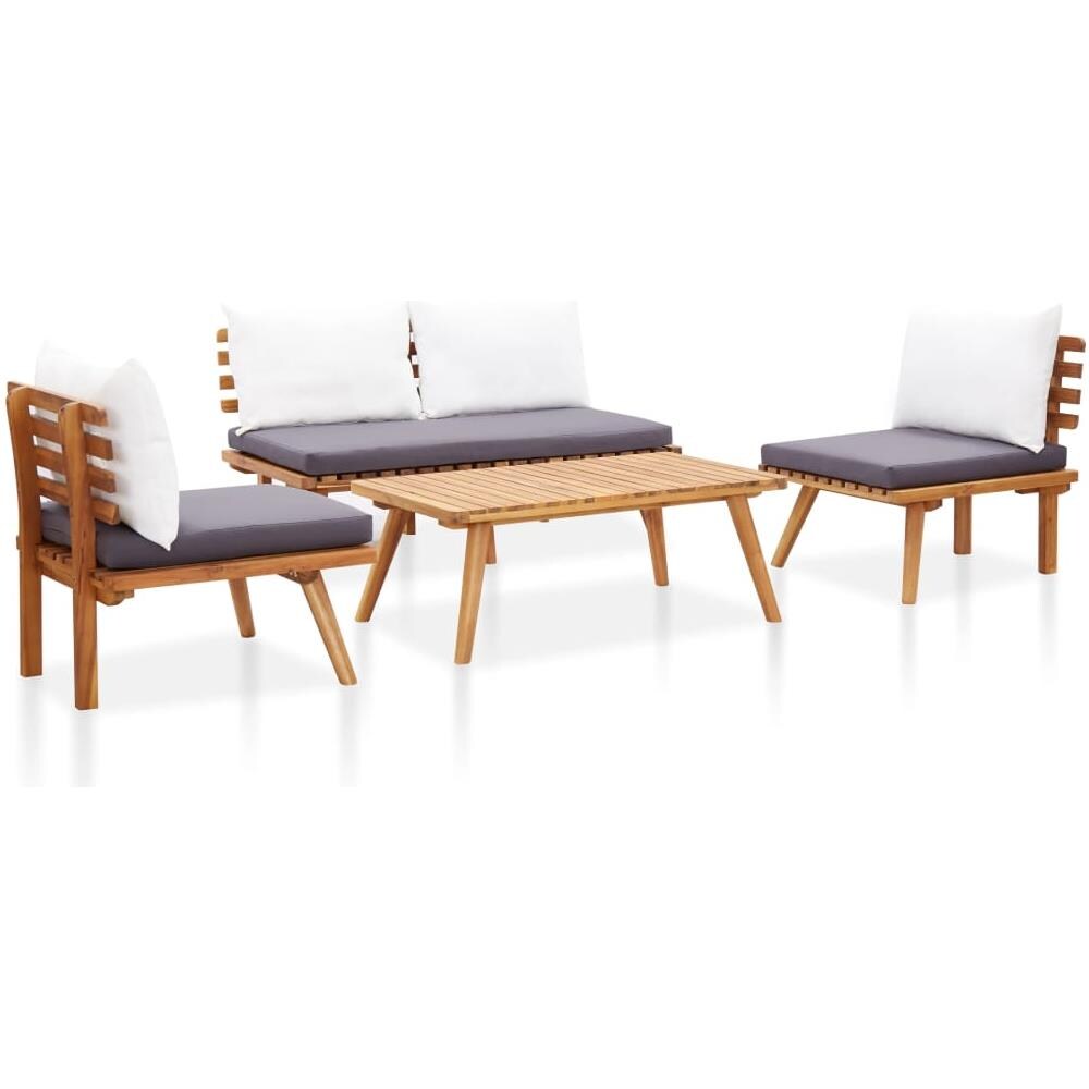 Set Divani Da Giardino 4 Pz Con Cuscini In Massello Di Acacia - Foto 1