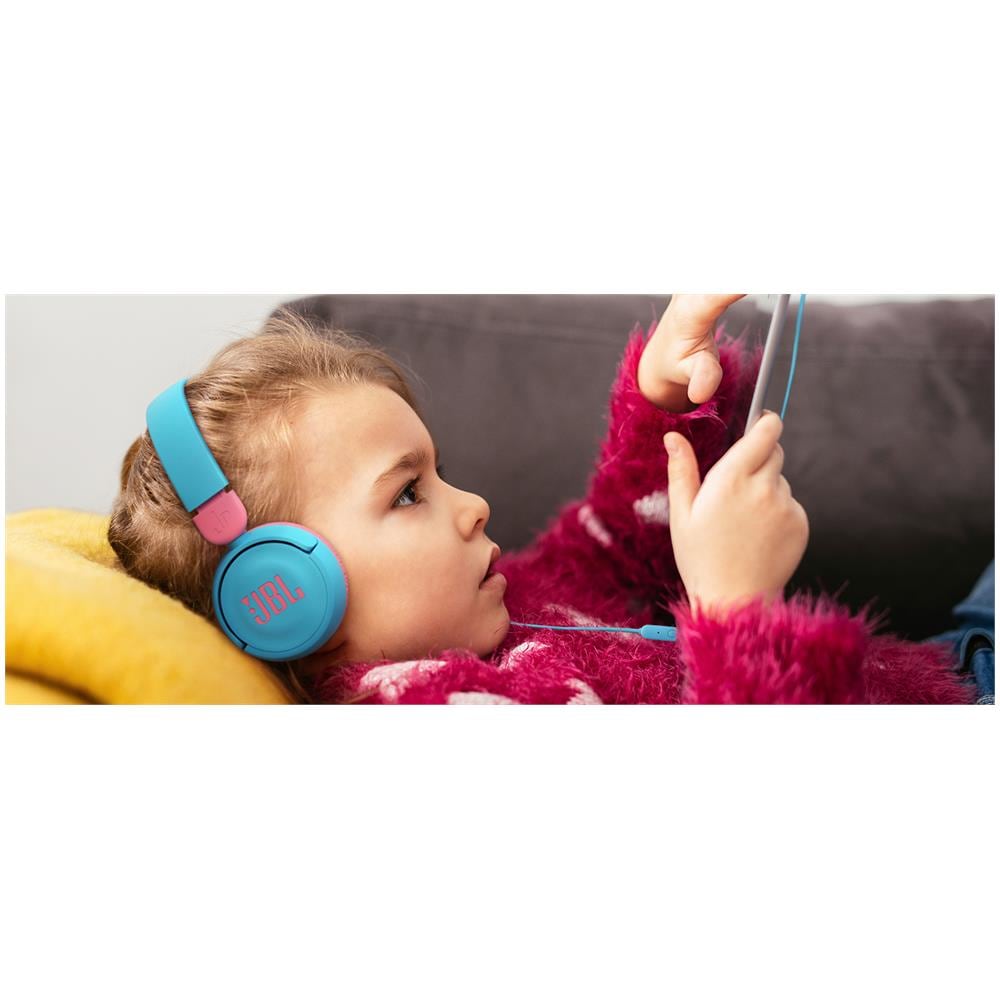 JR 310 Cuffia Stereo Padiglione Auricolare per Bambini Cablato con Microfono Integrato - Azzurro / Rosa - Foto 5