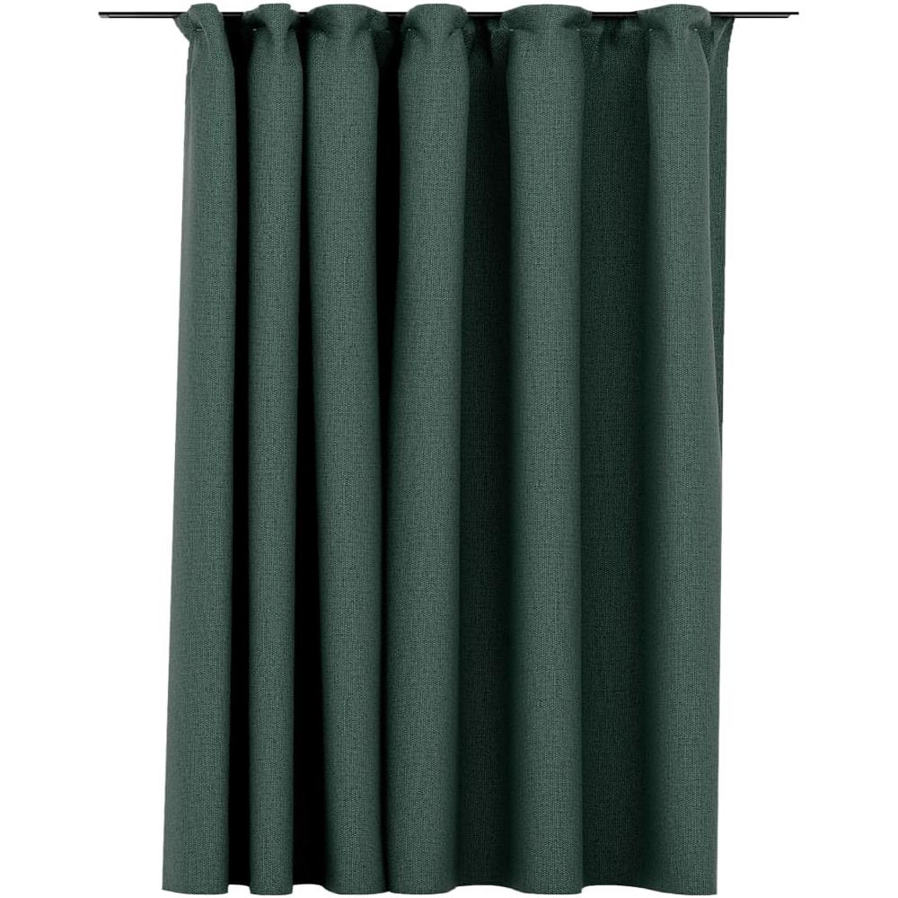 Tenda Oscurante Effetto Lino Con Ganci Verdi 290x245 Cm - Foto 2
