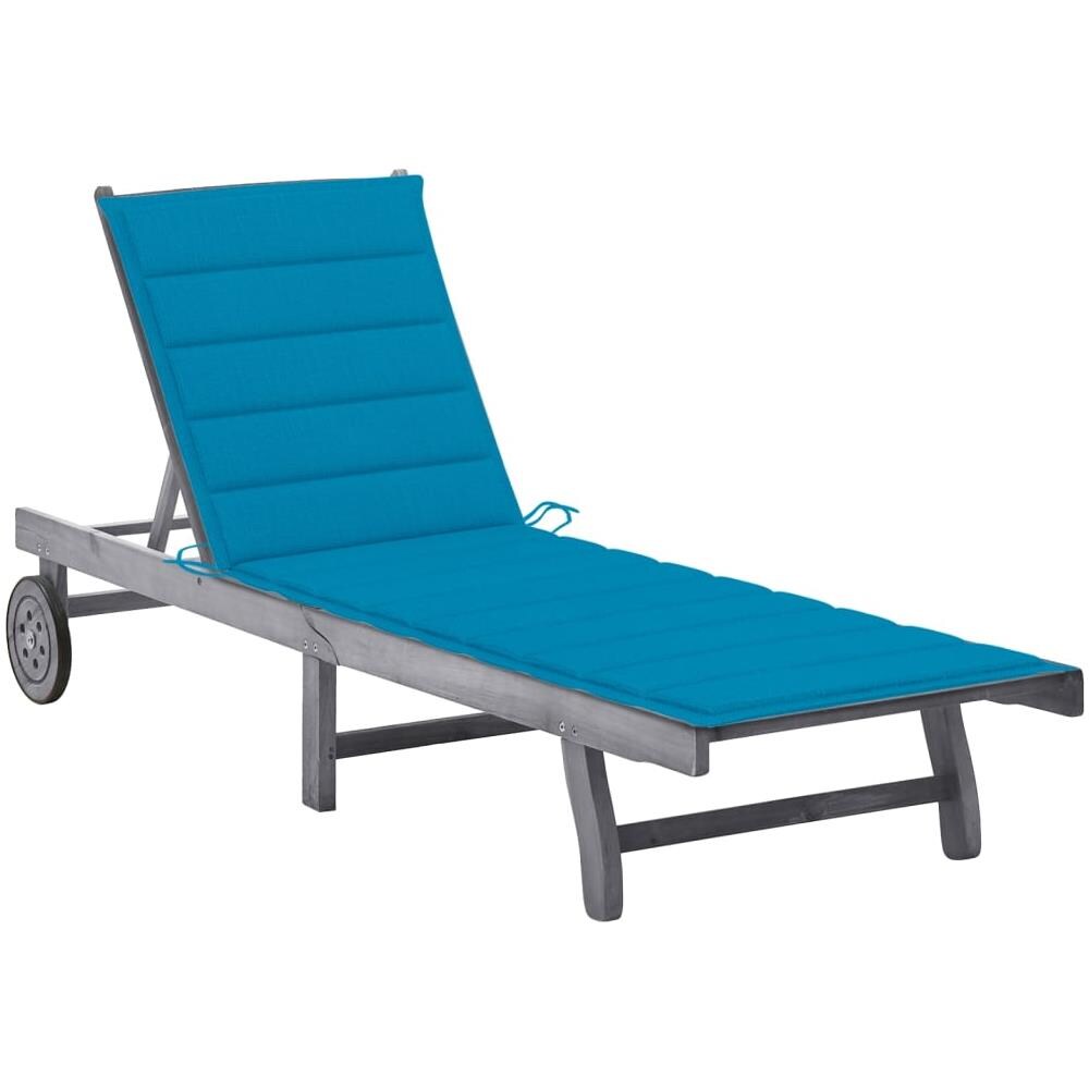 Sdraio da Giardino Grigia con Cuscino in Massello di Acacia - Foto 1