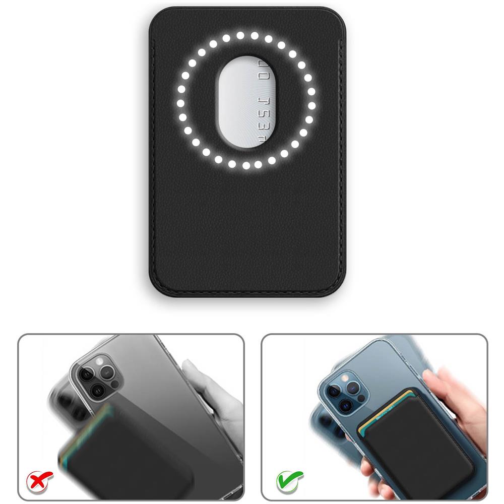 Portacarte Magsafe Iphone 12 E 13 (tutti I Modelli), In Pelle, Magnetico Nero - Foto 2