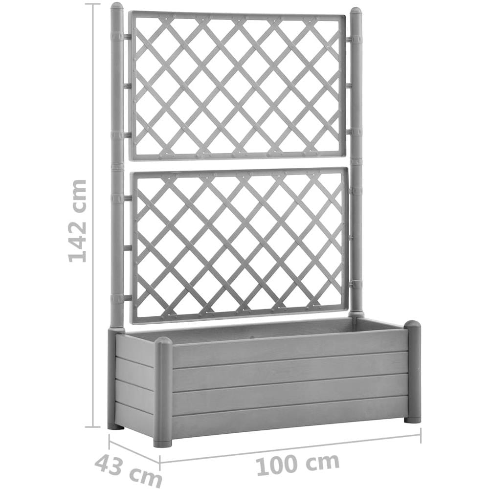 Fioriera Da Giardino E Graticcio 100x43x142 Cm Pp Grigio Pietra - Foto 6