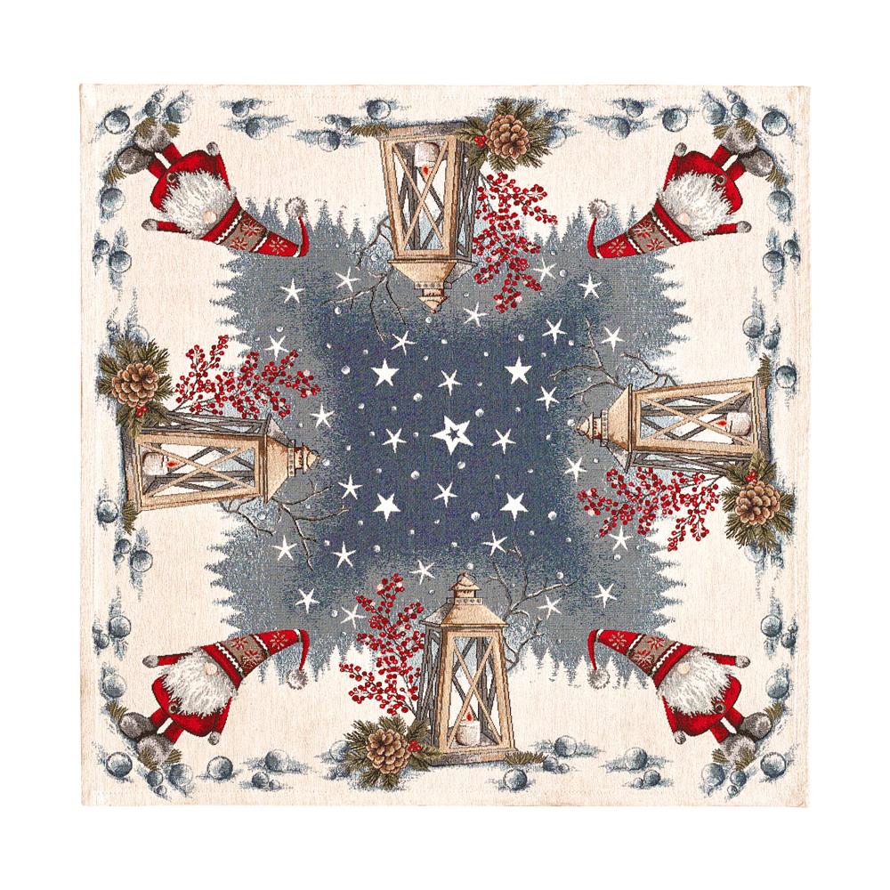 Tovaglia Centrotavola Centrino Tavolo Fantasie Natalizie Cinigliato Piazzato Made Italy 90x90 Lanterna - Foto 1