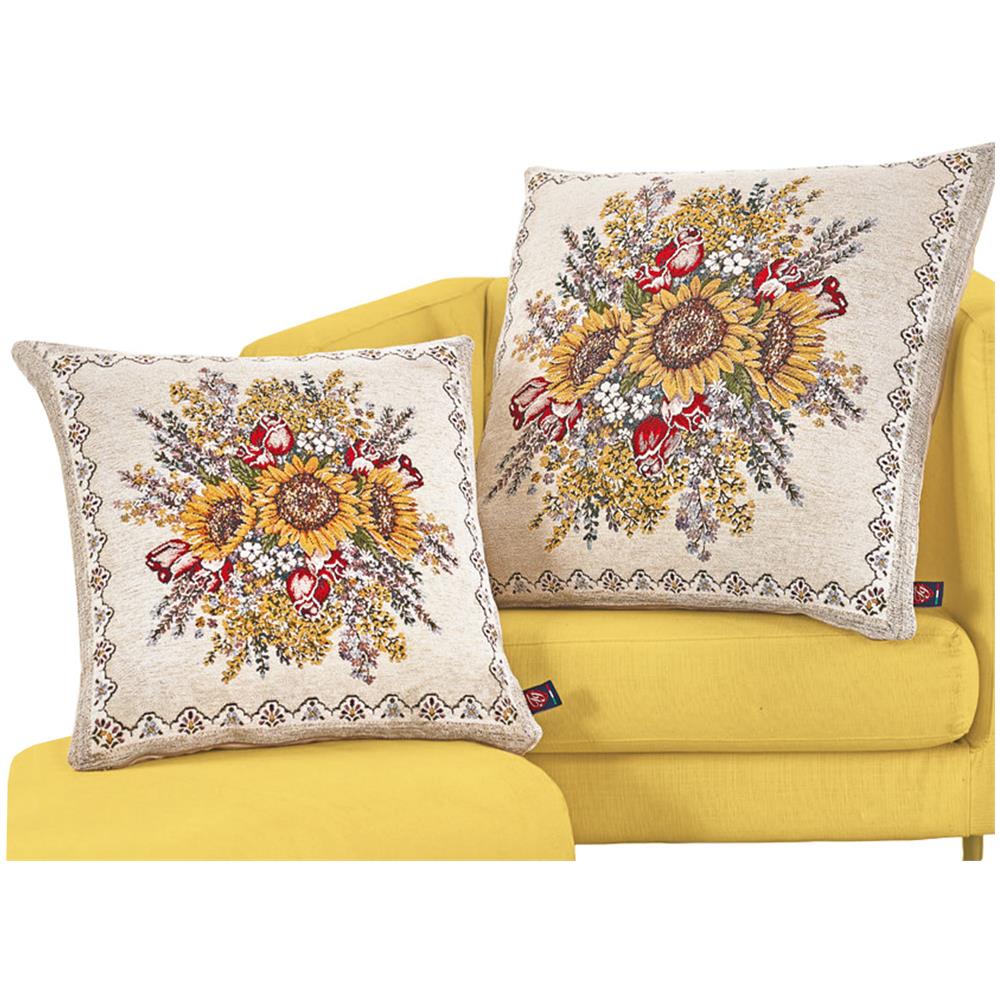 Federa Cuscino Arredo Casa Fodera Tessuto Cinigliato Floreale Sunlight Girasoli 50x50 Sunlight - Foto 1