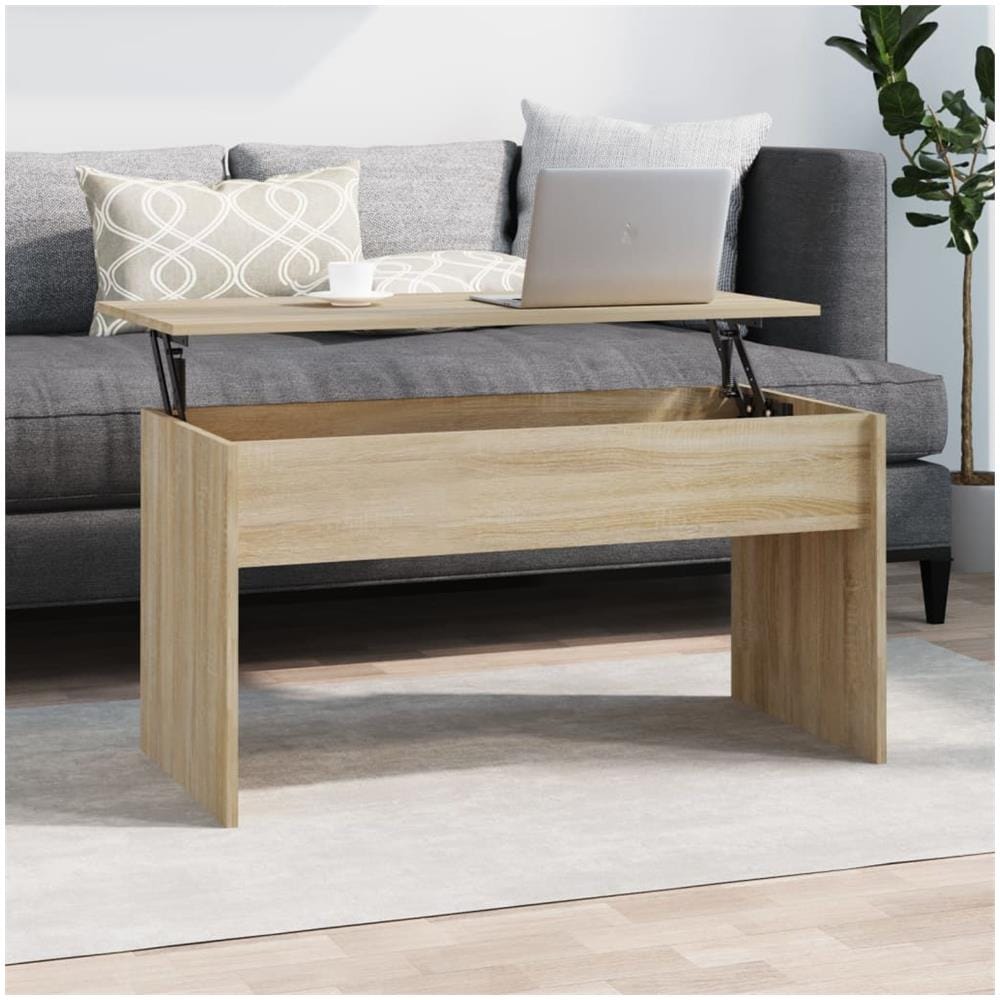 Tavolino Rovere Sonoma 102x50,5x52,5 Cm In Legno Multistrato - Foto 1