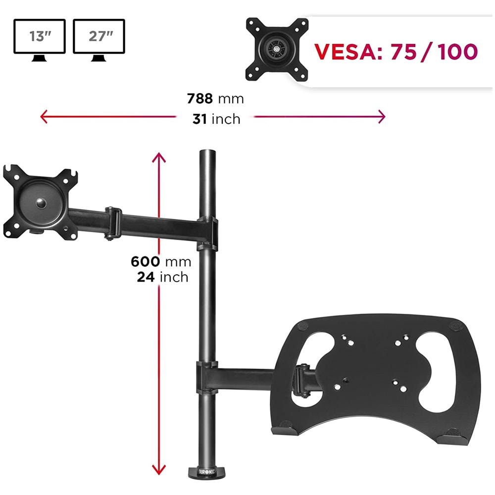 Dm25l1x1 Supporto Monitor Da Scrivania Con Morsetto E Piattaforma Per Pc Portatile - Braccio Porta Monitor Inclinabile Ed Orientabile - Compatibilità Universale Con Schermi Tv Vesa 100*100 - Foto 2