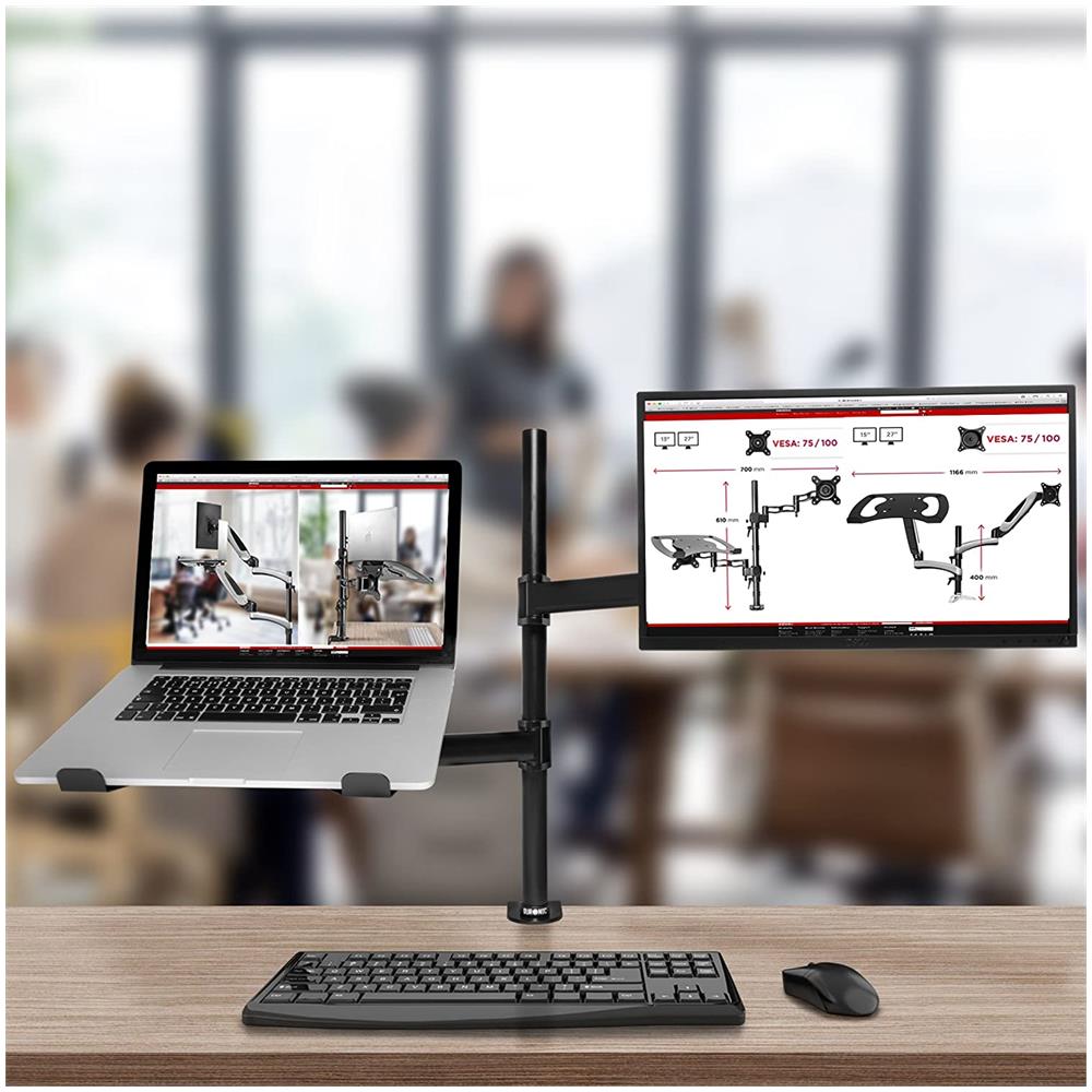 Dm25l1x1 Supporto Monitor Da Scrivania Con Morsetto E Piattaforma Per Pc Portatile - Braccio Porta Monitor Inclinabile Ed Orientabile - Compatibilità Universale Con Schermi Tv Vesa 100*100 - Foto 6