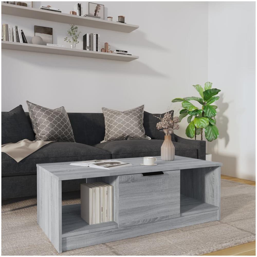 Tavolino Da Salotto Grigio Sonoma 102x50x36cm Legno Multistrato - Foto 1