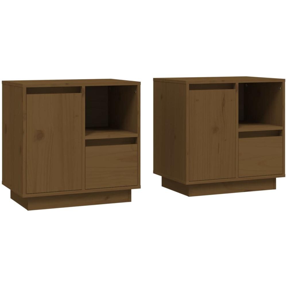 Comodini 2 Pz Miele 50x34x50 Cm In Legno Massello Di Pino - Foto 2