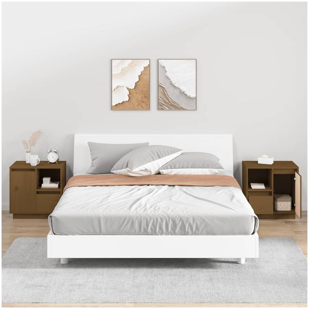 Comodini 2 Pz Miele 50x34x50 Cm In Legno Massello Di Pino - Foto 1