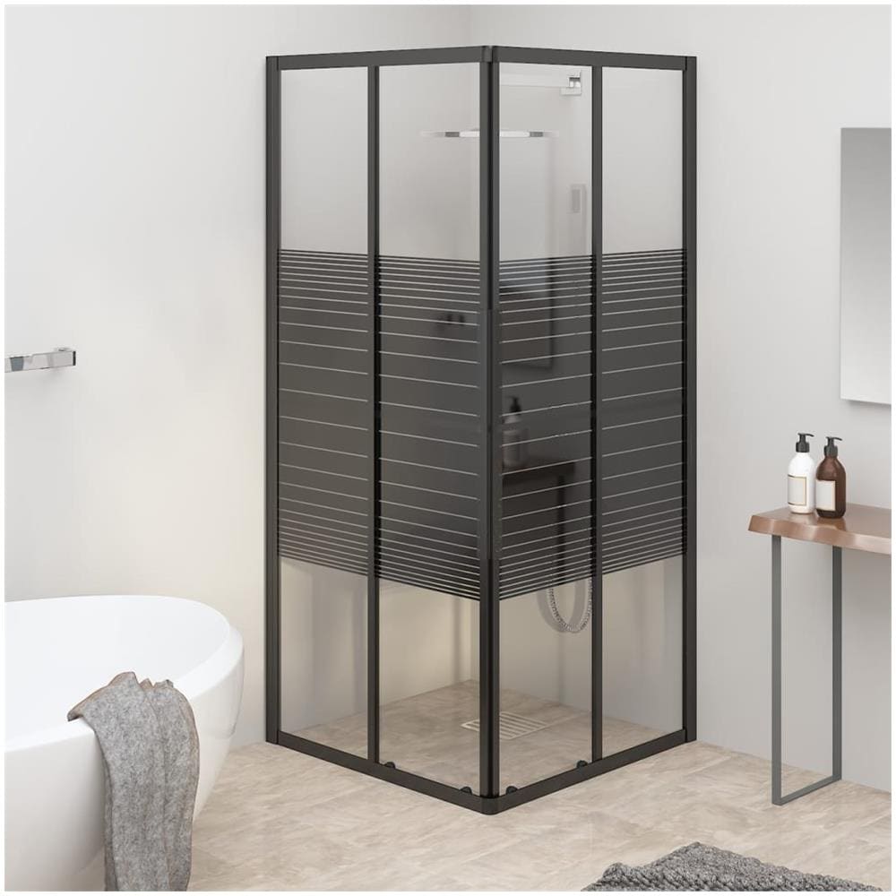 Box Doccia A Righe Esg 80x80x180 Cm Nero - Foto 1