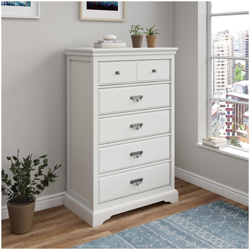 Bristol Comò Con 5 Cassetti In Mdf Bianco - Foto 6