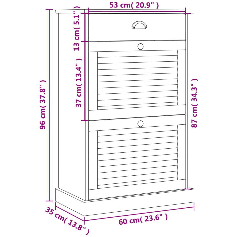 Scarpiera Vigo 60x35x96 Cm In Legno Massello Di Pino - Foto 9