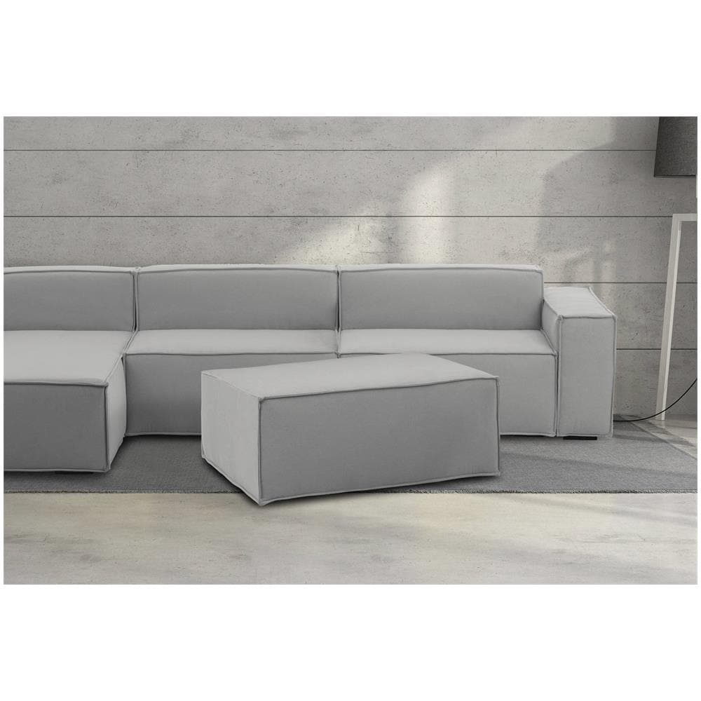 Pouf Antonella, Pouf Da Salotto, 100% Made In Italy, Poltroncina Relax In Tessuto Imbottito, Cm 100x70h43, Grigio - Foto 1
