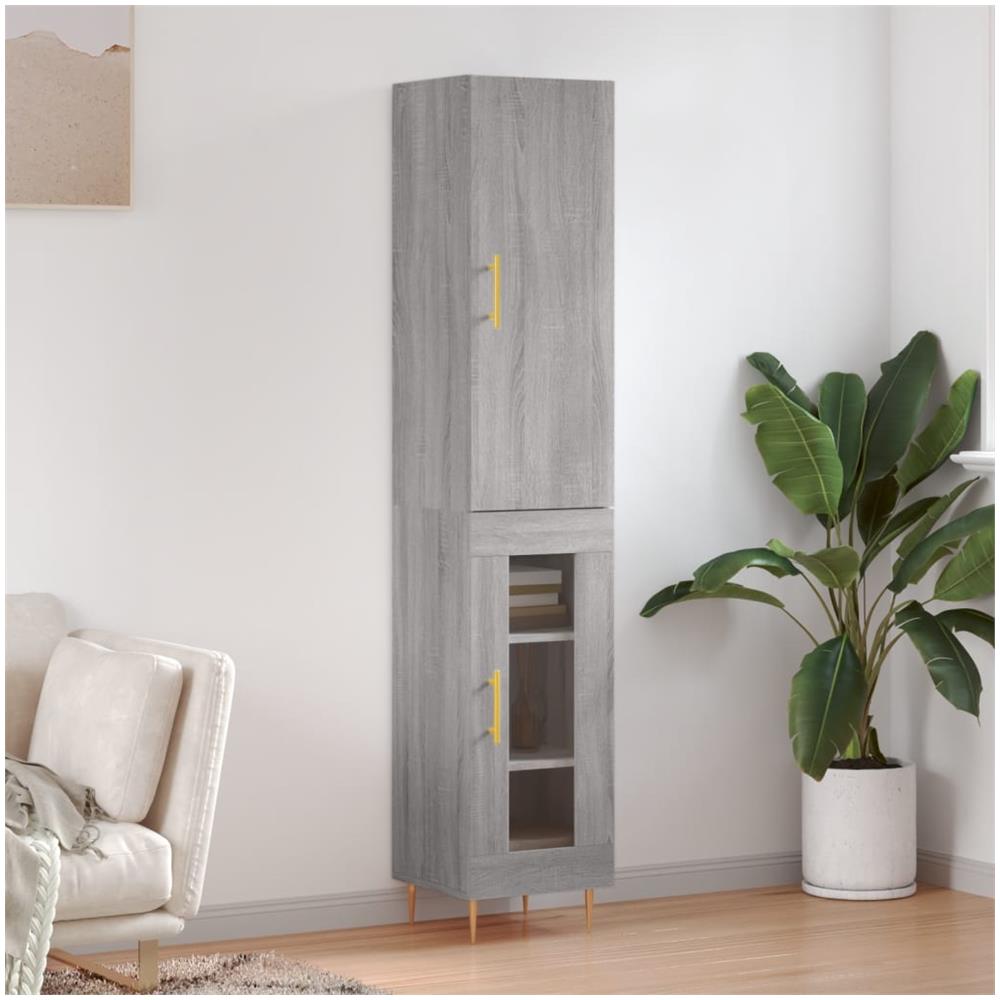 Credenza Grigio Sonoma 34,5x34x180 Cm In Legno Multistrato - Foto 1