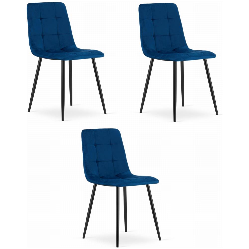 Sedia PYRA - Design ergonomico moderno in velluto blu navy x 3 - Foto 1