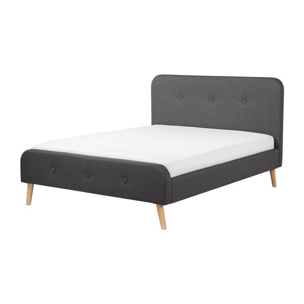 Letto Matrimoniale Moderno In Tessuto Grigio 140x200cm Rennes - Foto 1